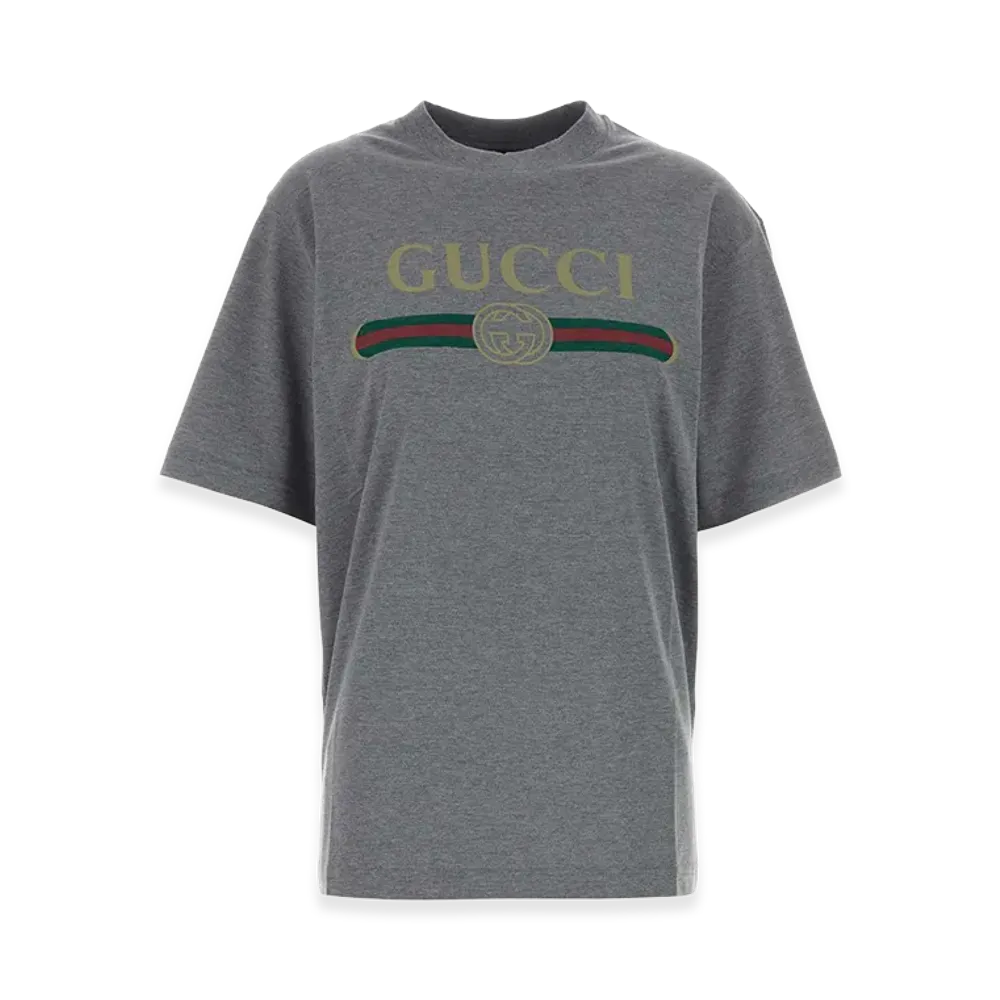 GUCCI Women's Cotton Blend T-Shirt "Gray/Dark Grey"