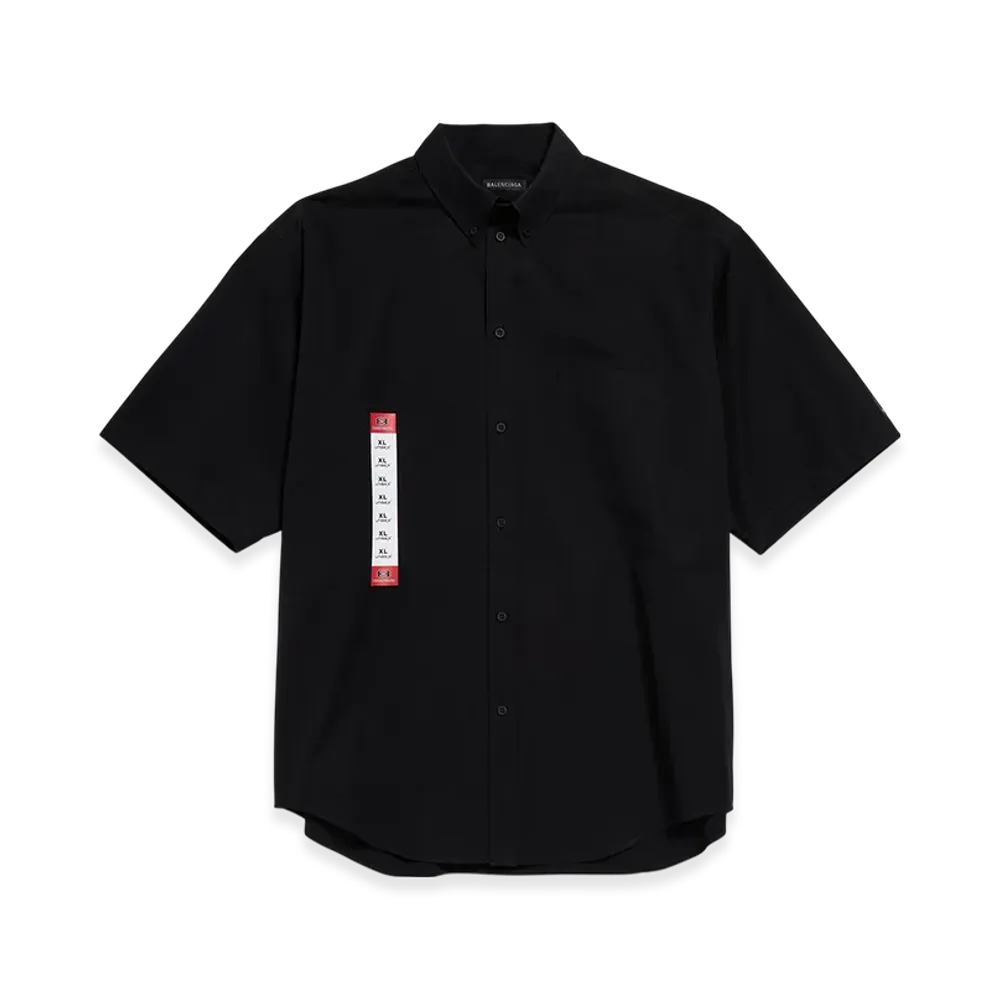 BALENCIAGA Men's Workwear Short Sleeve Large Fit Shirt "Black"