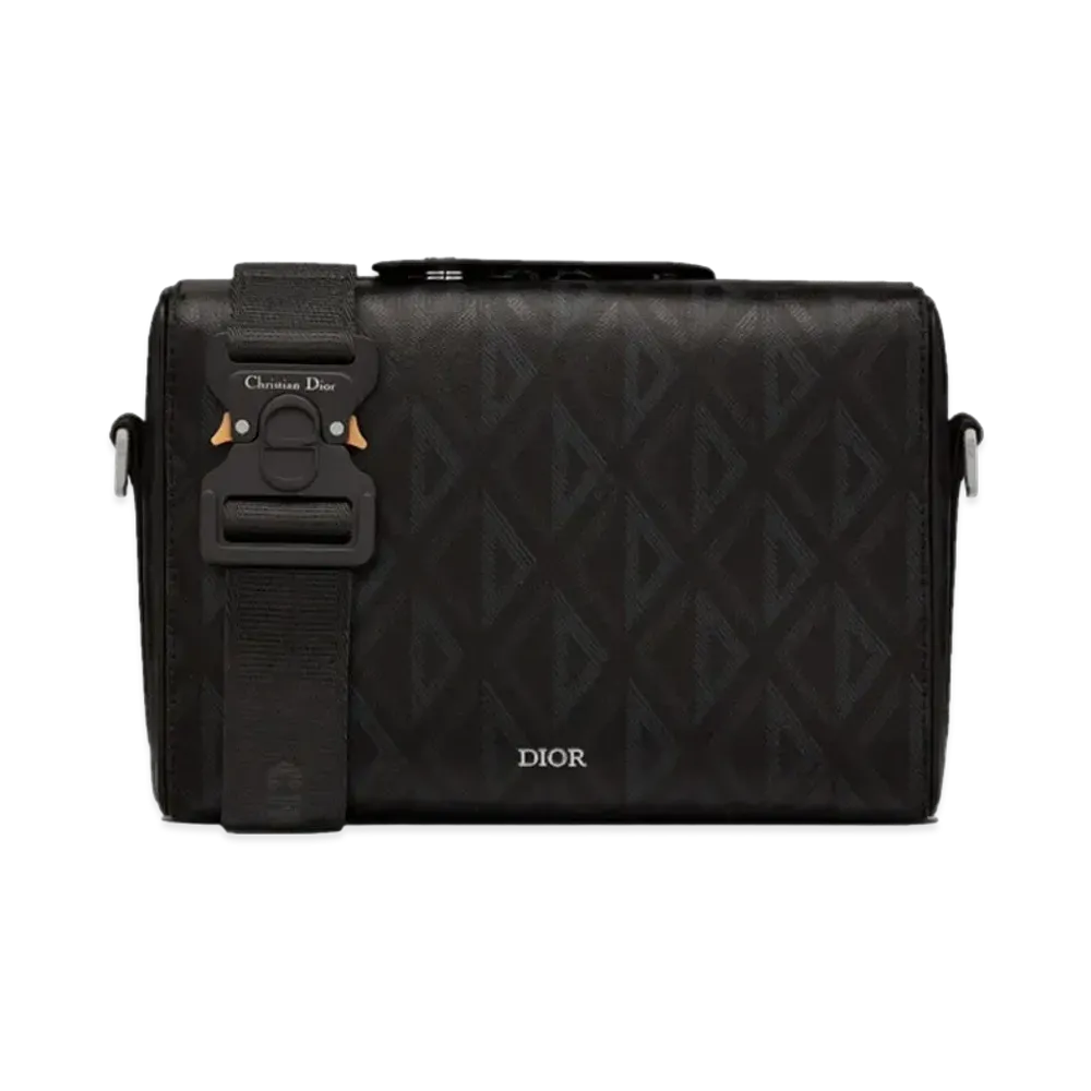 Dior Dior Lingot Messenger Bag CD Diamond Canvas & Smooth Calfskin "Black"