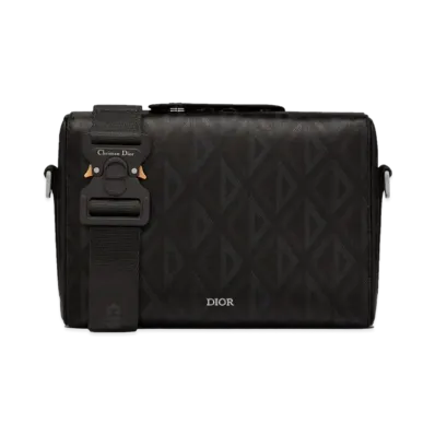 Dior Dior Lingot Messenger Bag CD Diamond Canvas & Smooth Calfskin "Black"