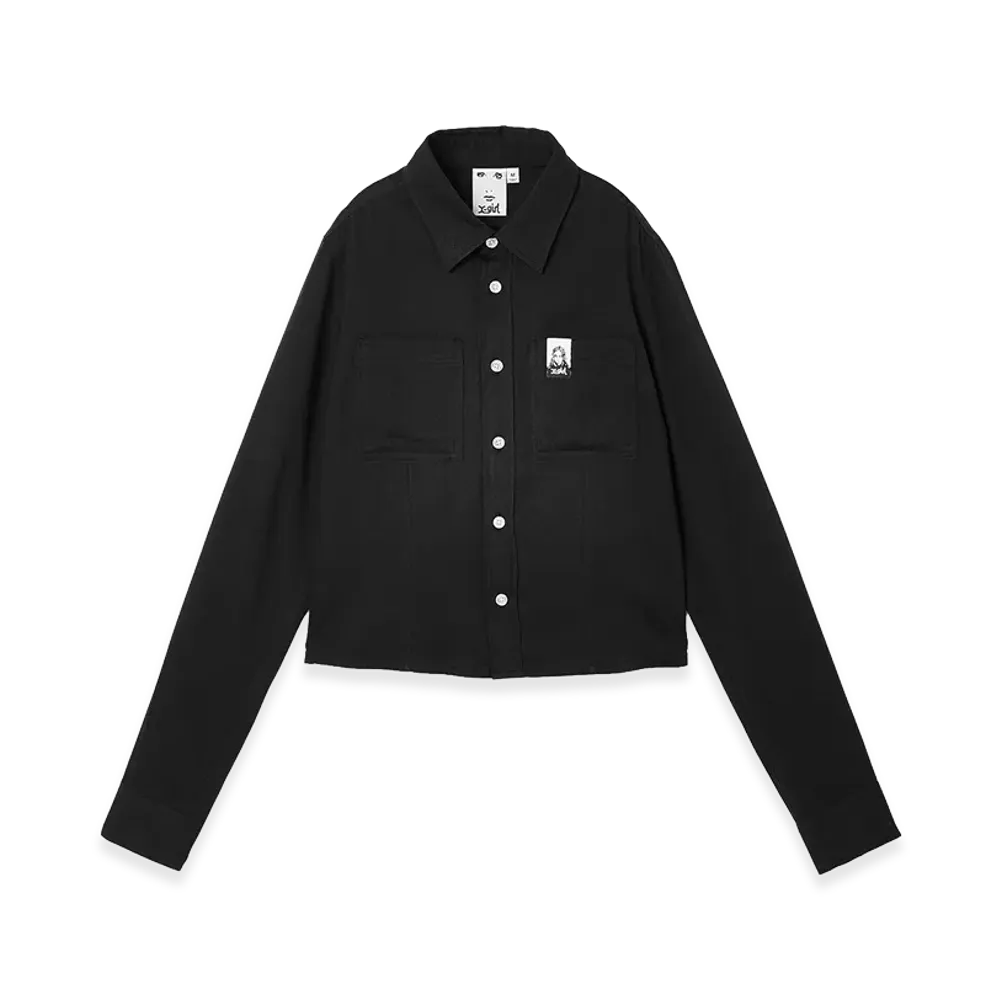 X-Girl Women's Face Label L/S Compact Shirt "Black"