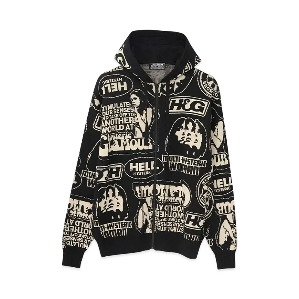 HYSTERIC GLAMOUR Super Hys Pattern Jacquard Hoodie "Black"