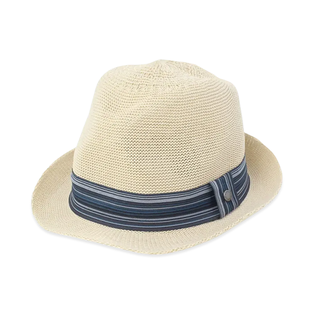 Barbour Belford Trilby Summer Hat "Ecru/Blue"