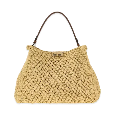 FENDI Women's Raffia Large Way Shopping Bag "Beige"