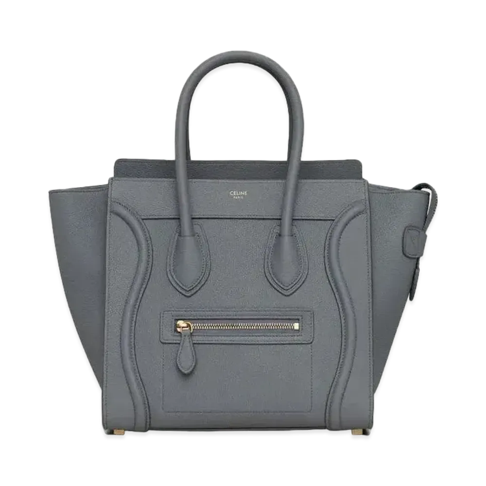 CELINE Micro Luggage Handbag In Baby Drummed Calfskin "Kohl"
