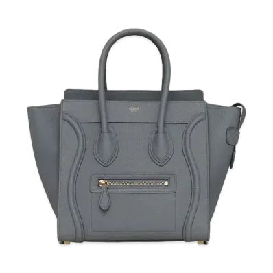 CELINE Micro Luggage Handbag In Baby Drummed Calfskin "Kohl"