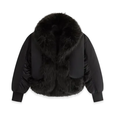 Kith Women Senna Faux Fur Reversible Bomber "Black"