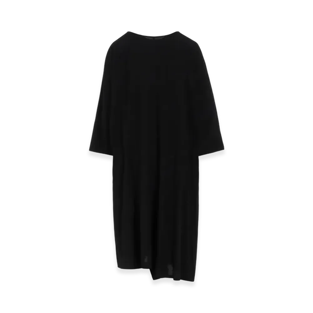 Yohji Yamamoto Ry Wrinkled Lawn Big Silhouette Dress "Black"