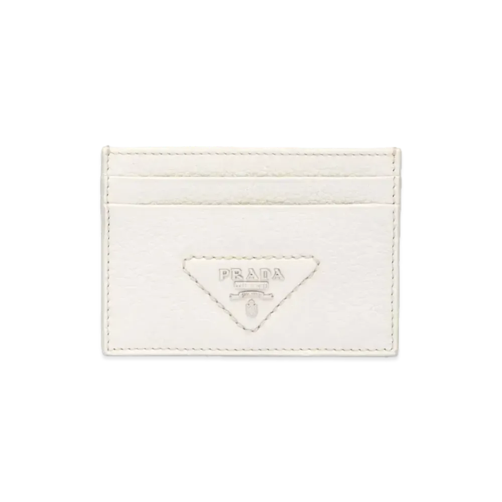 PRADA Leather Card Holder "Chalk White"