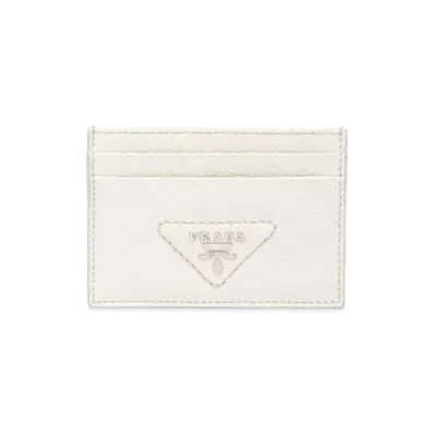 PRADA Leather Card Holder "Chalk White"