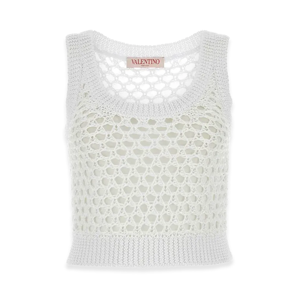Valentino Women's Mesh Garavani Escape Crop-Top "White"