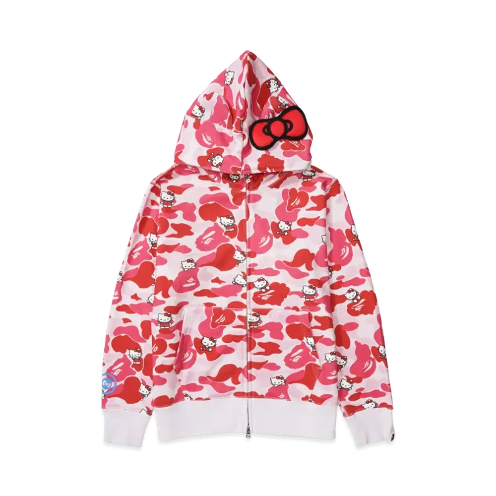 A BATHING APE x Hello Kitty Ladies Camo Full Zip Hoodie "Pink"