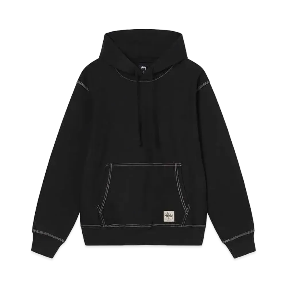 Stussy CONTRAST STITCH LABEL HOOD "Black"