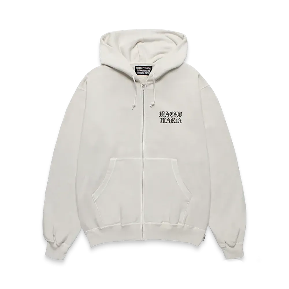 WACKO MARIA Death Row Records / Garment Dyed Zip Hooded Sweat Shirt "Ivory"