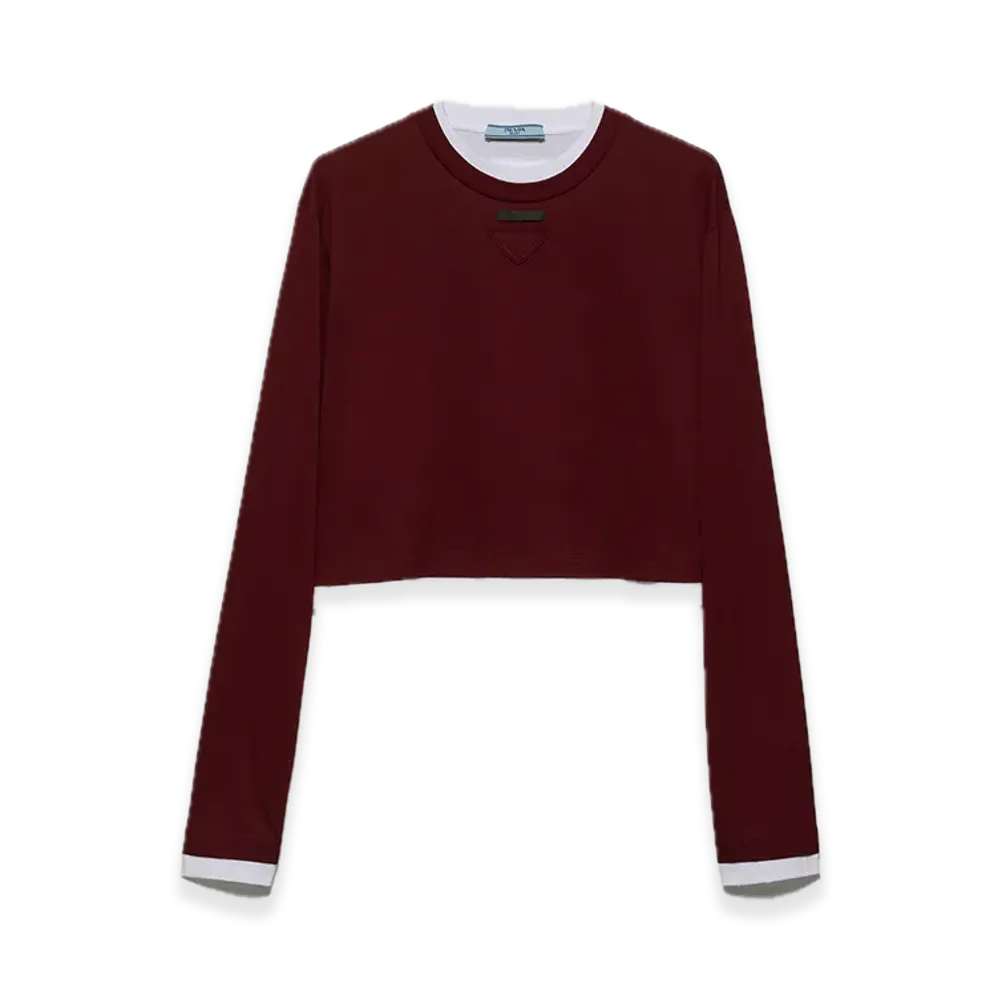 PRADA Long-Sleeve Jersey Tee "Bordeaux"