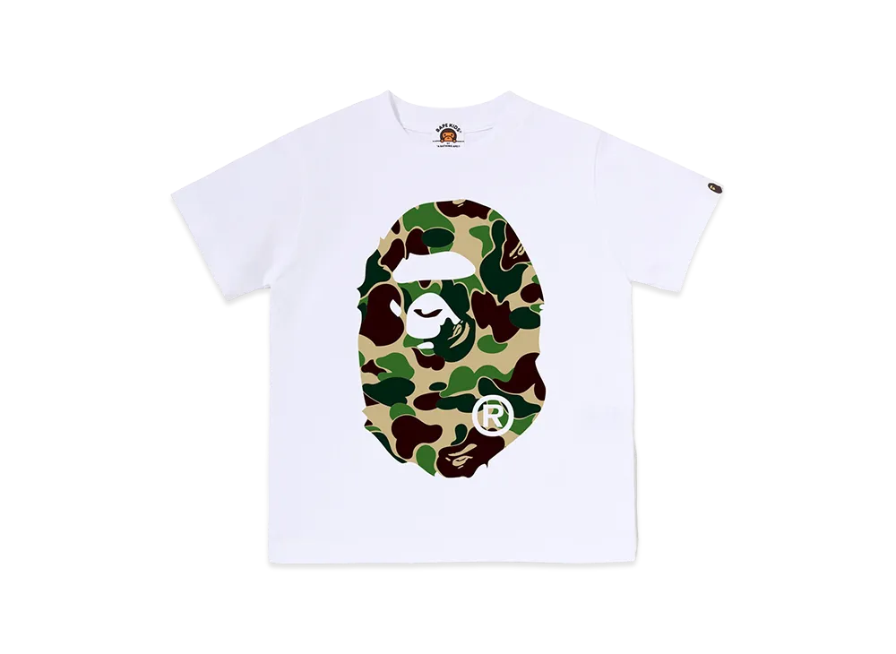 A BATHING APE Kids ABC Camo Big Ape Head Tee "White/Green"