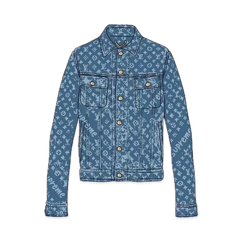 Supreme x Louis Vuitton Jacquard Denim Trucker Jacket "Blue"