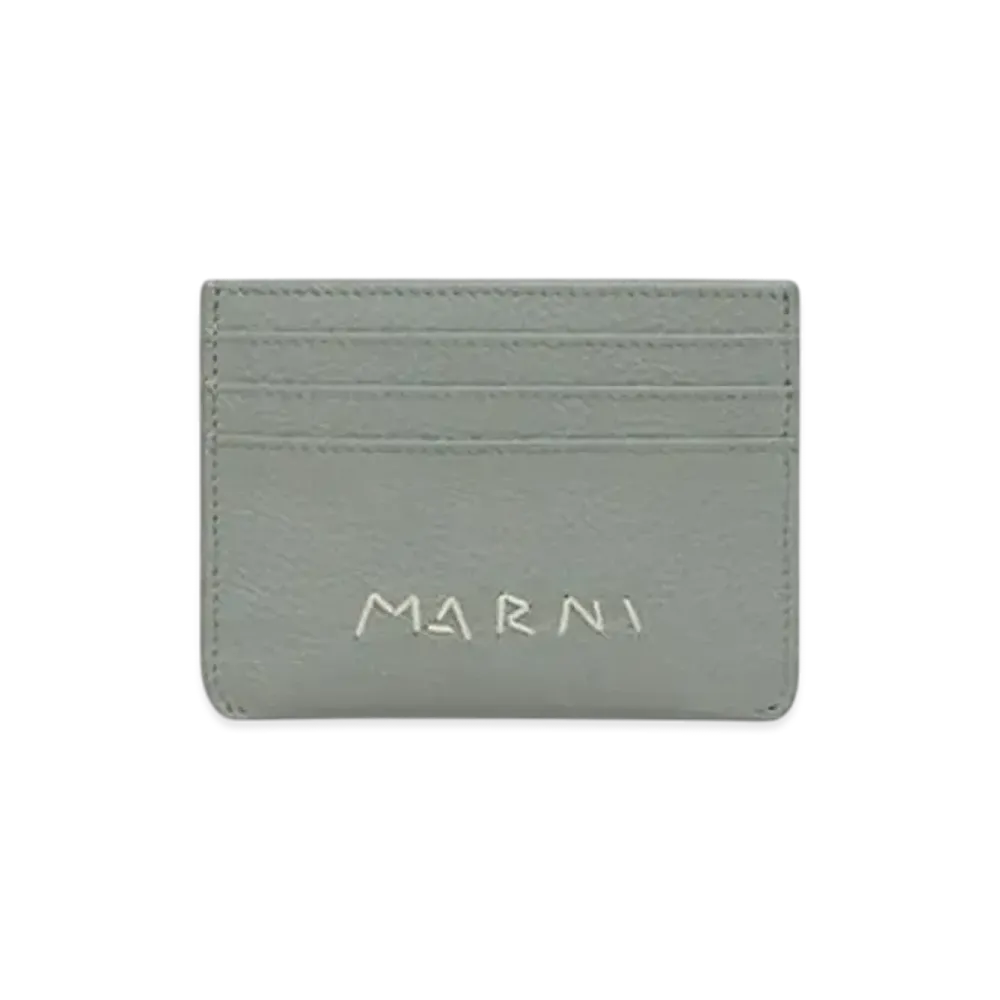 Marni Leather Cardholder with Marni Mending Embroidery "Storm"