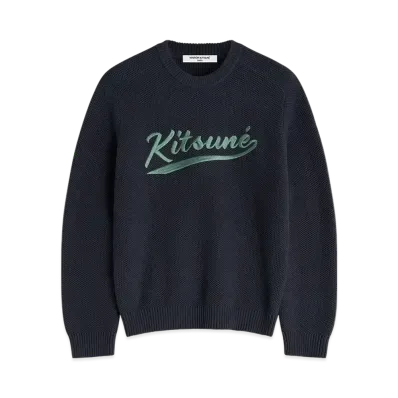 Maison Kitsune Varsity Embroidery Mesh Jumper "Slate Grey"
