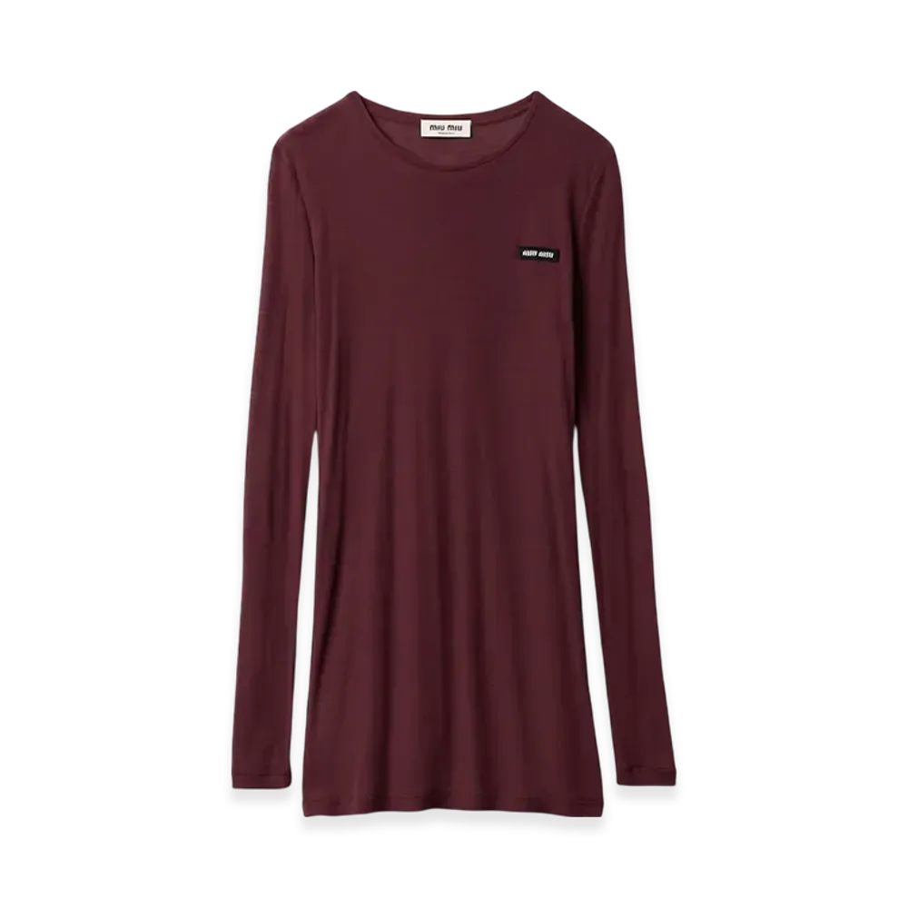 MIU MIU Women's Cotton Dress "Amaranth Red/Maize Yellow"