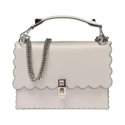 FENDI KAN I Leather Handle Bag "White"
