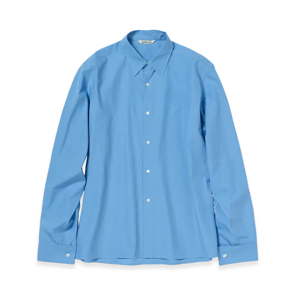 AURALEE Washed Finx Twill Double-Cuff Shirt "Blue"