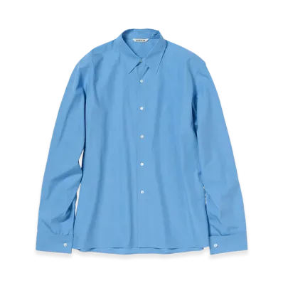 AURALEE Washed Finx Twill Double-Cuff Shirt "Blue"