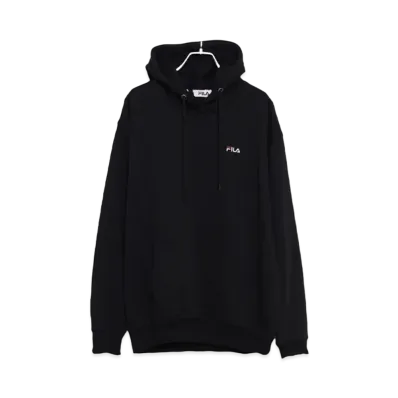 FILA One Point Logo Embroidery Pull Hoodie Sweatshirt Hoodie Hoodie Brushed Lining "Black"