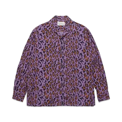 WACKO MARIA Leopard Open Collar Shirt "Purple"