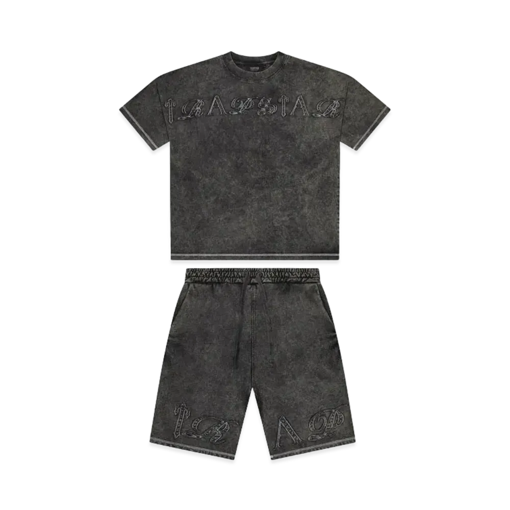 TRAPSTAR Patchwork Script T-Shirt Shorts Set "Grey"
