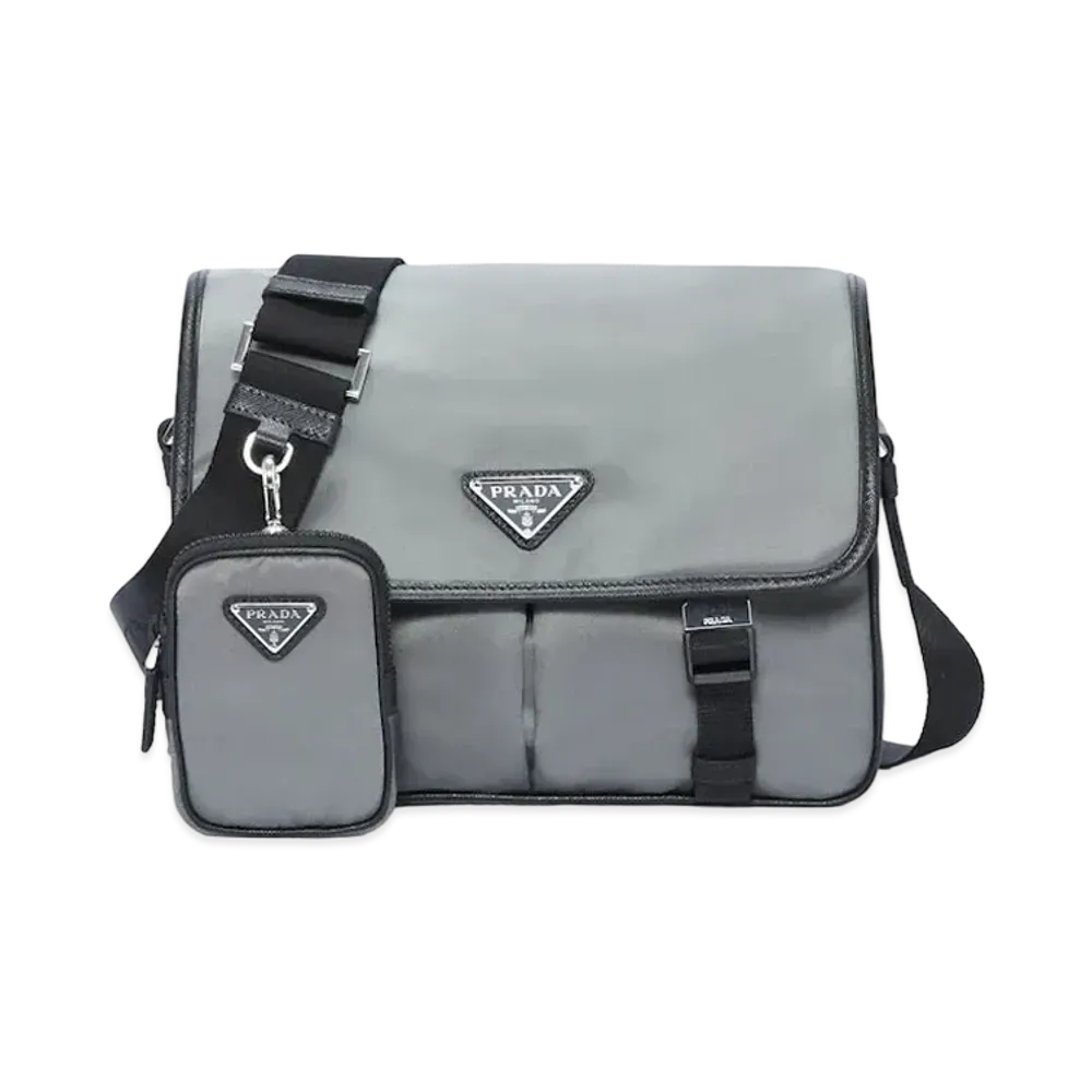 PRADA Nylon Shoulder Bag "Gray/Black"