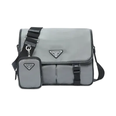 PRADA Nylon Shoulder Bag "Gray/Black"