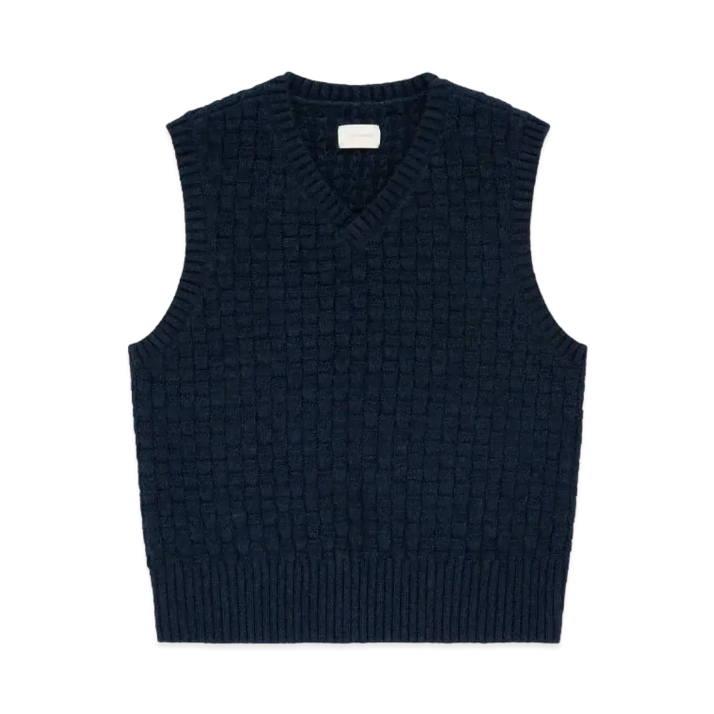 Aime Leon Dore Basketweave Knit Vest "Navy"