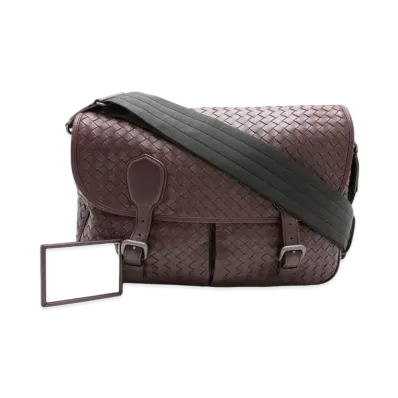 Bottega Veneta Gardena Intrecciato leather Messenger Bag "Brown"
