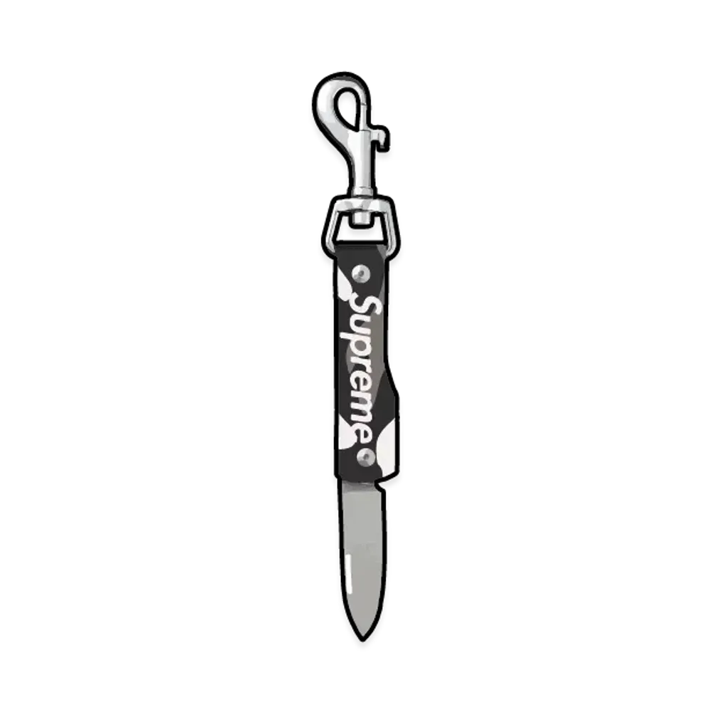 Supreme Leather Clip Knife (25SS) "Snow Camo"