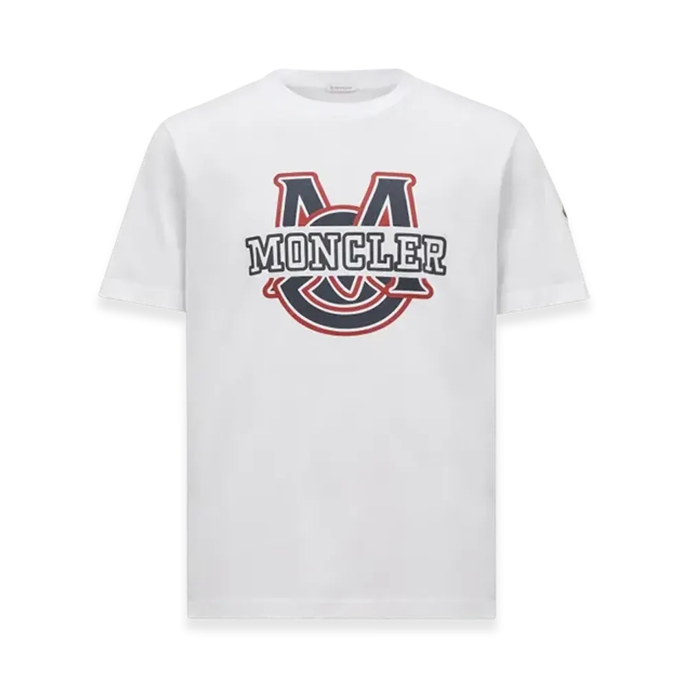 MONCLER Varsity Logo Motif Cotton T-shirt "White"