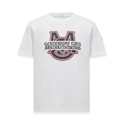 MONCLER Varsity Logo Motif Cotton T-shirt "White"