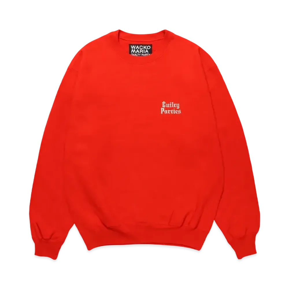 WACKO MARIA Middle Weight Crew Neck Sweat Shirt "Red"