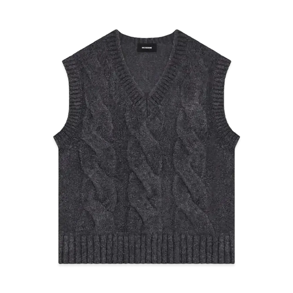 WE11DONE Cable Knit Vest "Charcoal"