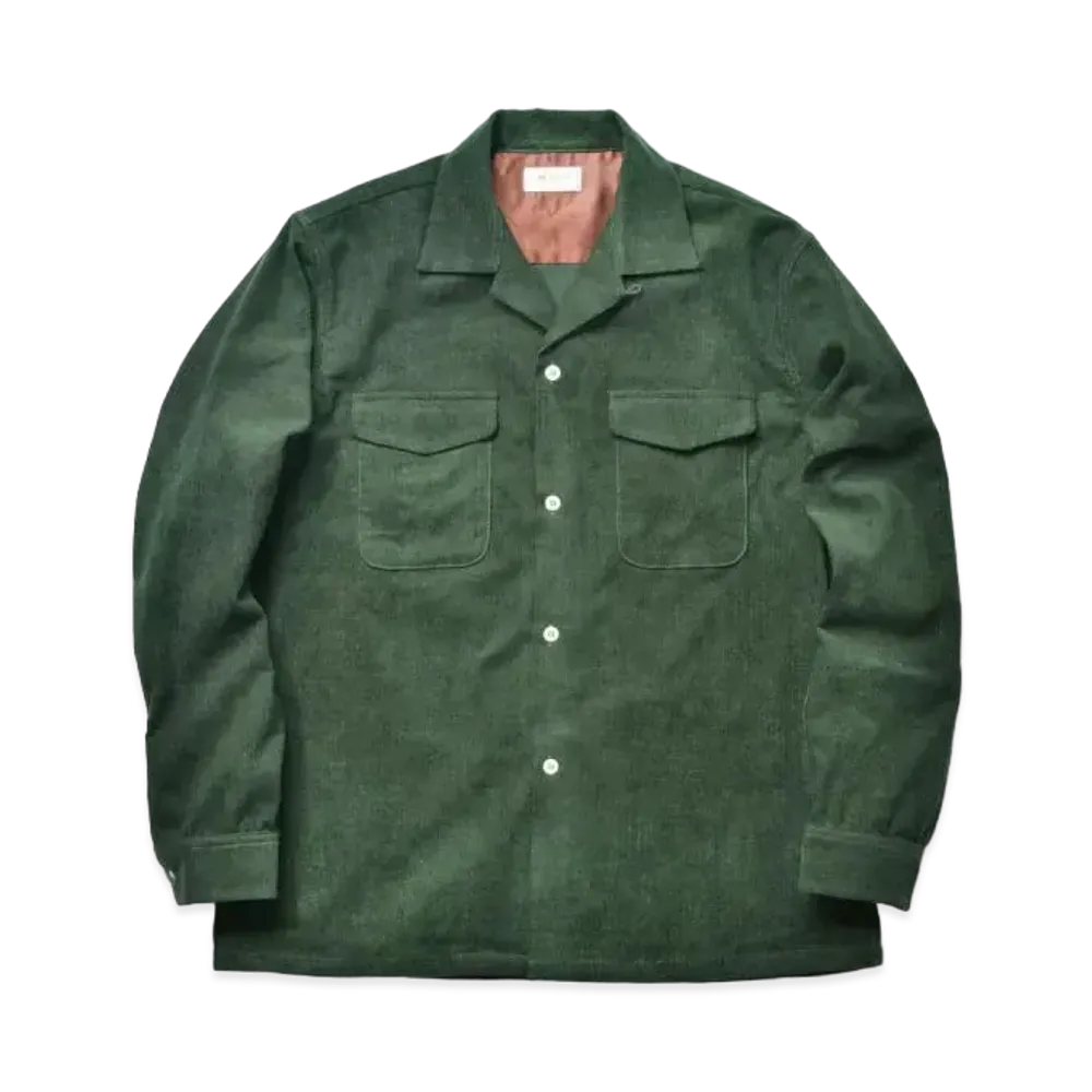 THE REAL McCOY'S Corduroy Open Collar Shirt "Forest"
