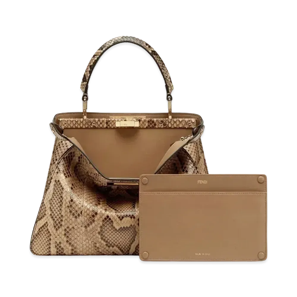 FENDI Peekaboo I See U Midiam Python Leather / Leather Bag "Beige"