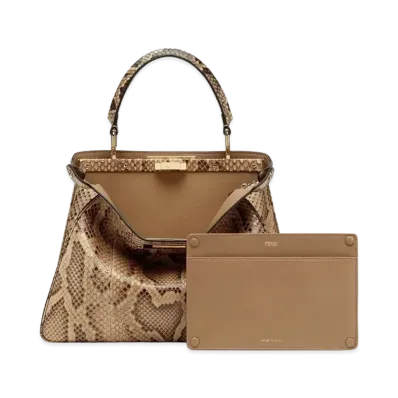 FENDI Peekaboo I See U Midiam Python Leather / Leather Bag "Beige"