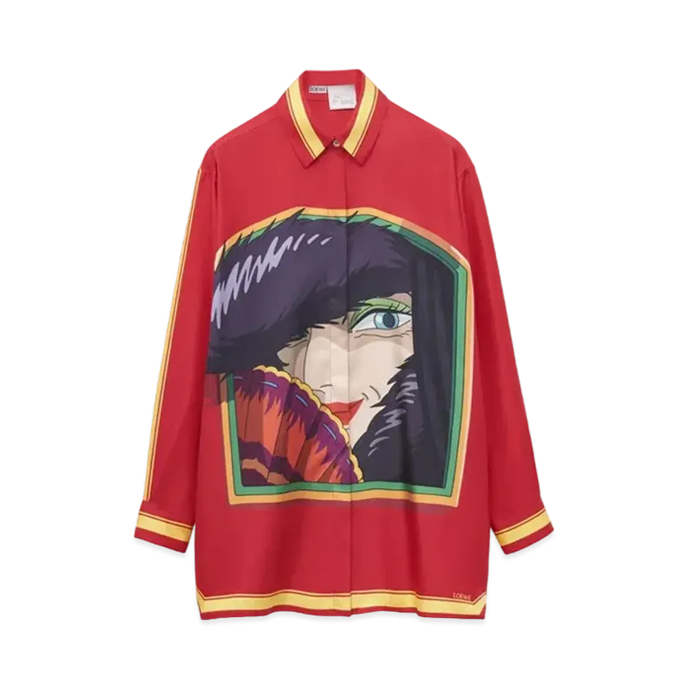 LOEWE x Howl's Moving Castle Witch Of The Waste Shirt In Silk "Pink/Yellow"