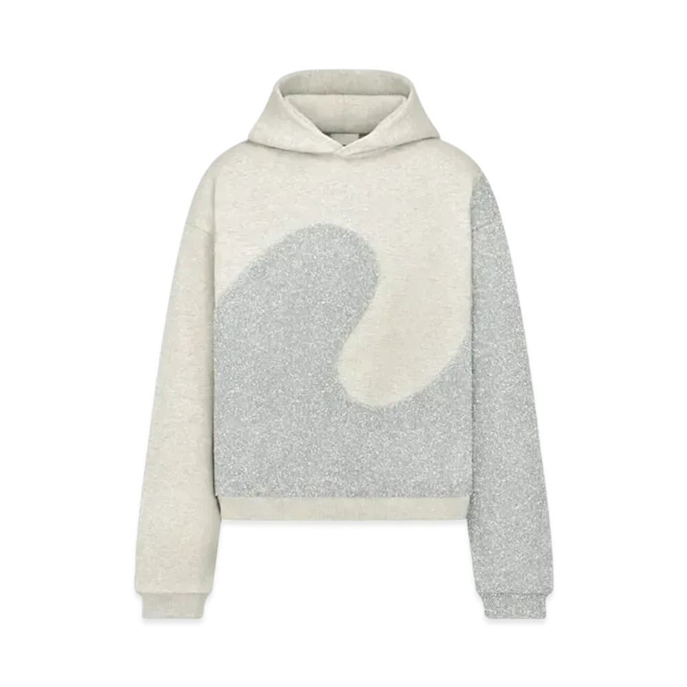 Dior By ERL Hooded Sweatshirt, Relaxed Fit Cotton Fleece "Gray Heather"