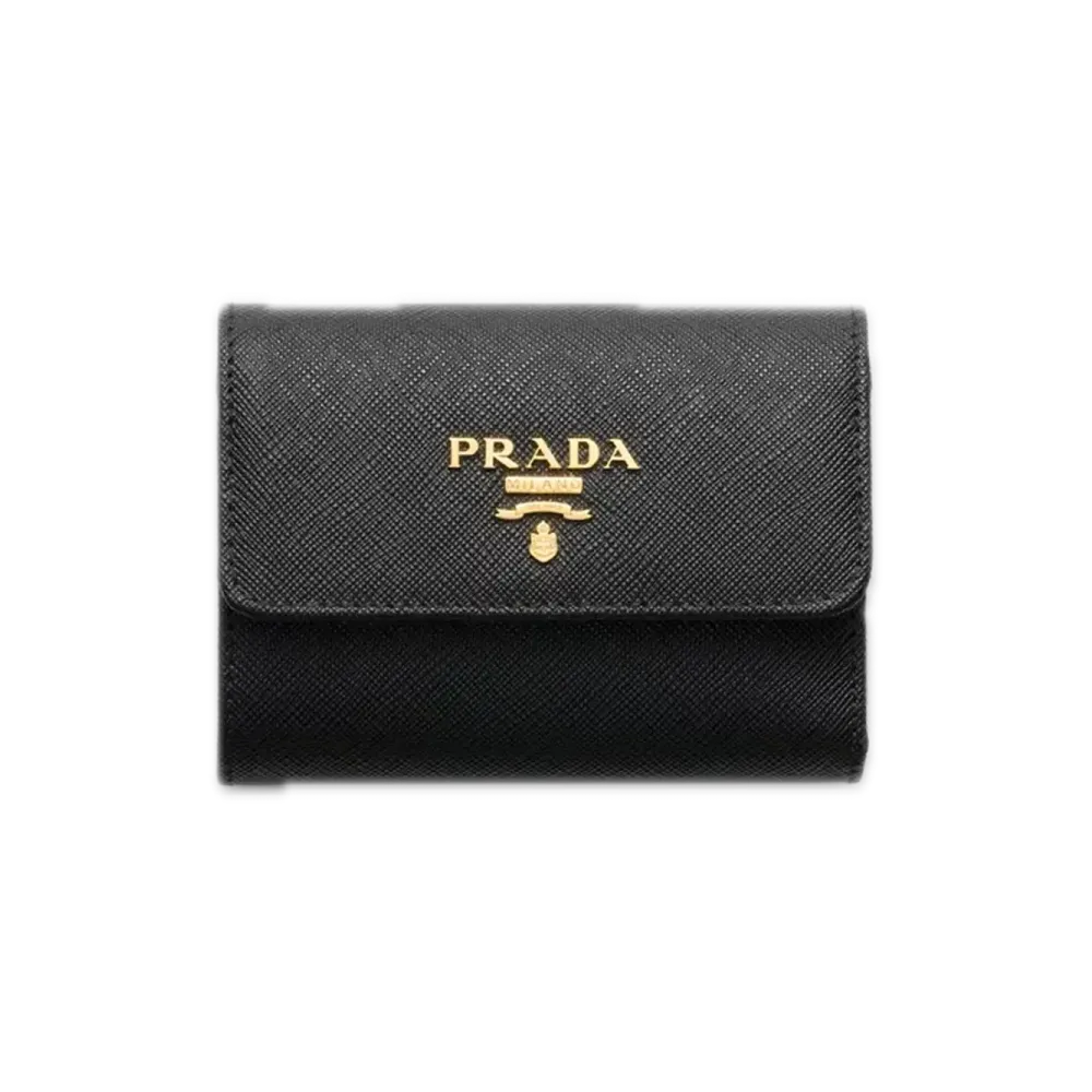 PRADA Saffiano Multicolor Wallet "Black/Pale Pink"