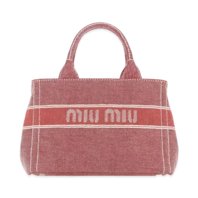 MIU MIU Denim Handbag With Jacquard Logo "Red"