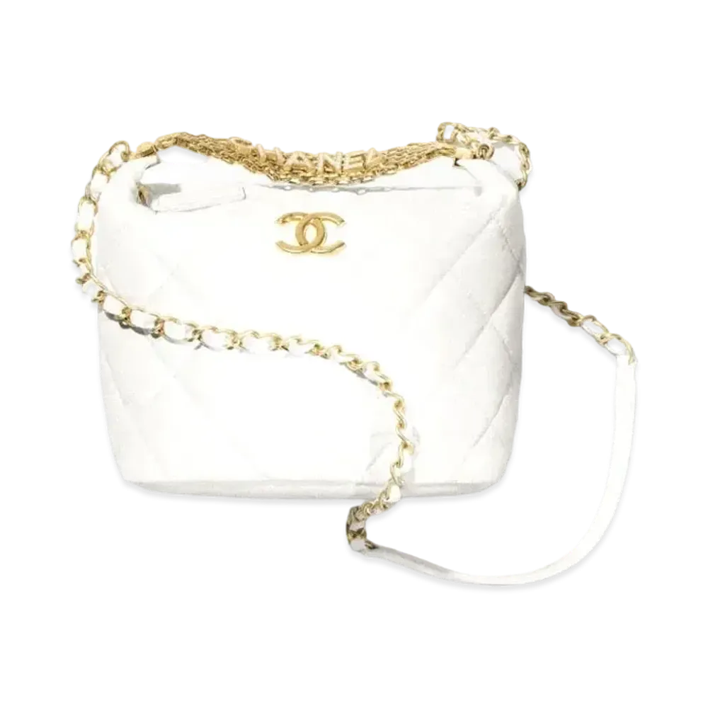 CHANEL Small Hobo Bag Lambskin & Stras "White"