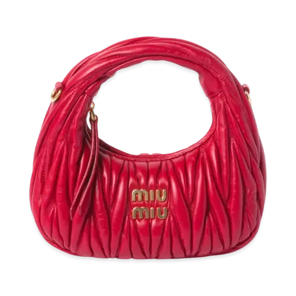 MIUMIU Wander Matelasse Nappa Leather Hobo Mini-Bag "Red"