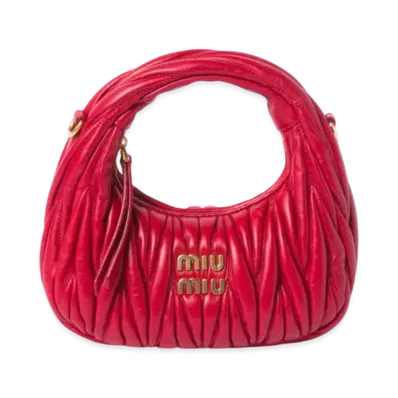 MIUMIU Wander Matelasse Nappa Leather Hobo Mini-Bag "Red"