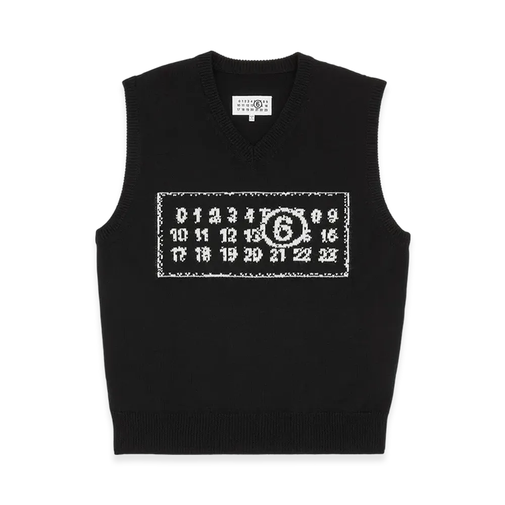 MM6 Maison Margiela Men's Numeric Wool Gilet "Black"